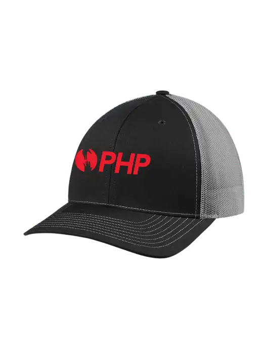 Richardson Adjustable Snapback Original 112 Trucker Cap Black w/Charcoal Mesh w/PHP Agency Logo