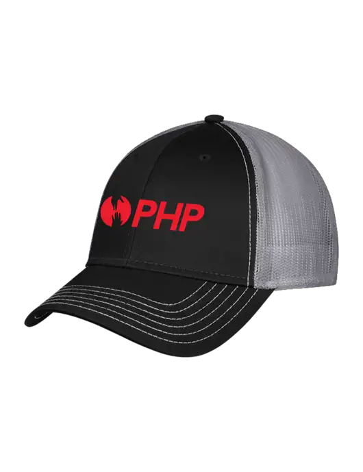 Black & Grey Mesh Trucker Cap Snap Back w/PHP Agency Logo