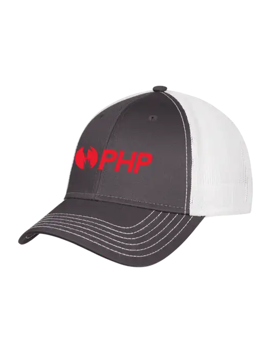 Dark Grey/White Mesh Trucker Cap Snap Back w/PHP Agency Logo
