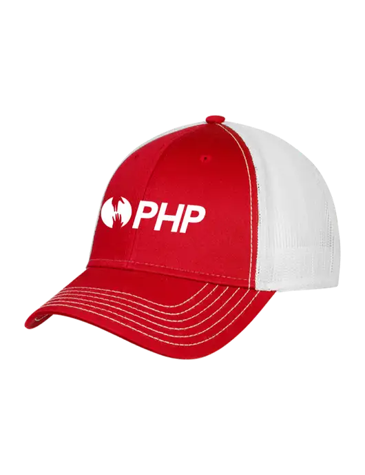 Red/White Mesh Trucker Cap Snap Back w/PHP Agency Logo