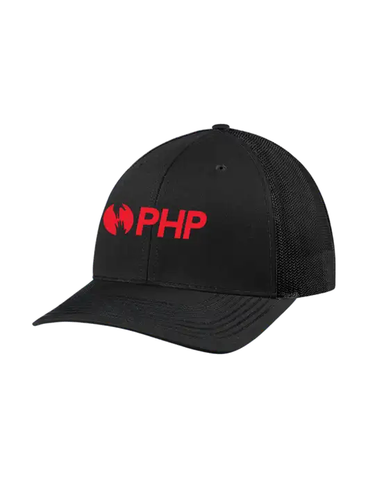 Richardson Adjustable Snapback Original 112 Trucker Cap Black w/Black Mesh w/PHP Agency Logo