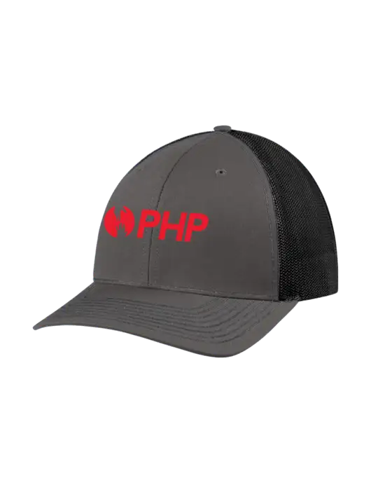 Richardson Adjustable Snapback Original 112 Trucker Cap Dark Grey w/Black Mesh w/PHP Agency Logo