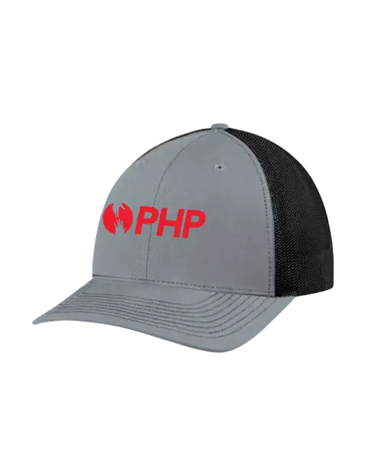 Richardson Adjustable Snapback Original 112 Trucker Cap Heather Grey w/Black Mesh w/PHP Agency Logo