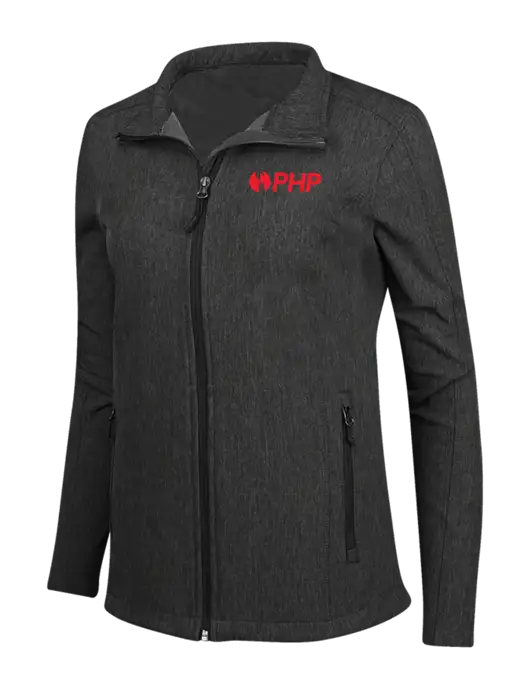 Black Charcoal Heather Womens Core Soft Shell Jacket w/PHP Agency Logo