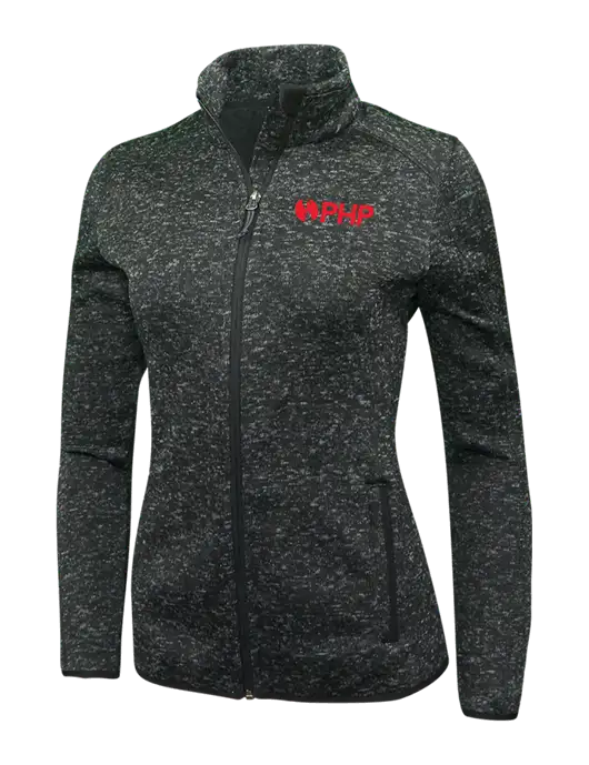 Black Heather Womens Sweater Fleece Jacket w/PHP Agency Logo