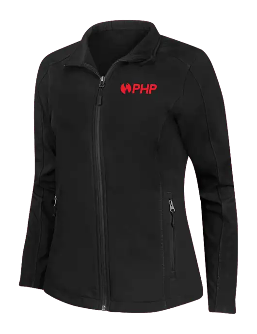 Black Womens Core Soft Shell Jacket w/PHP Agency Logo