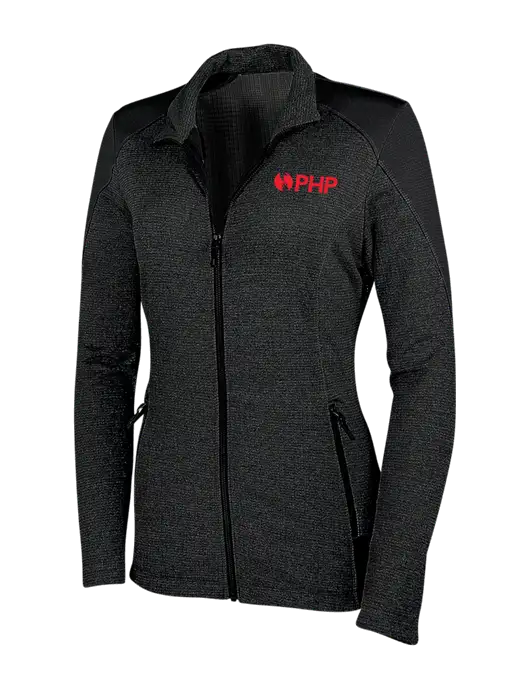 Womens Black Grid Fleece Jacket w/PHP Agency Logo