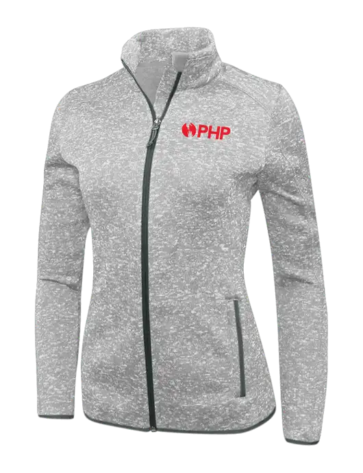 Grey Heather Womens Sweater Fleece Jacket w/PHP Agency Logo