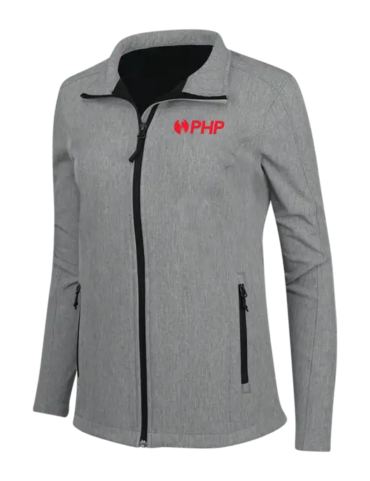 Medium Grey Heather Womens Core Soft Shell Jacket w/PHP Agency Logo