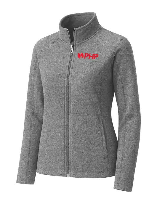 Medium Grey Womens Heather Microfleece Full-Zip Jacket w/PHP Agency Logo