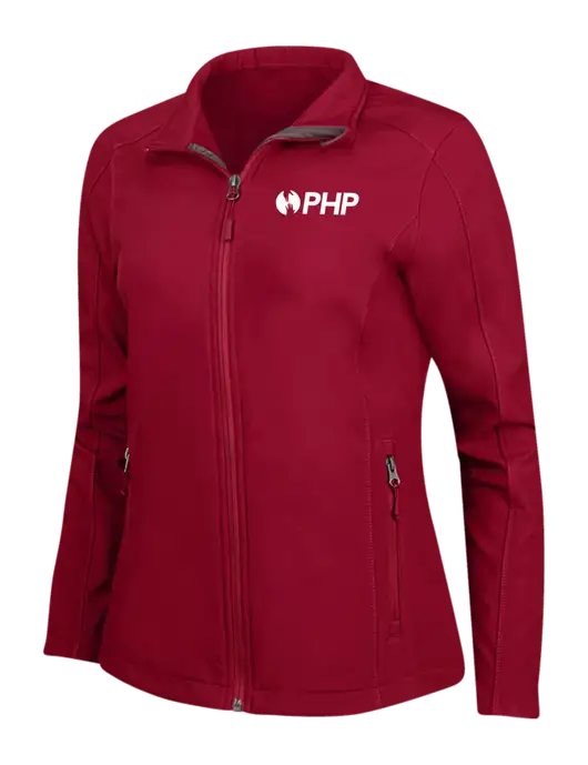Red Womens Core Soft Shell Jacket w/PHP Agency Logo