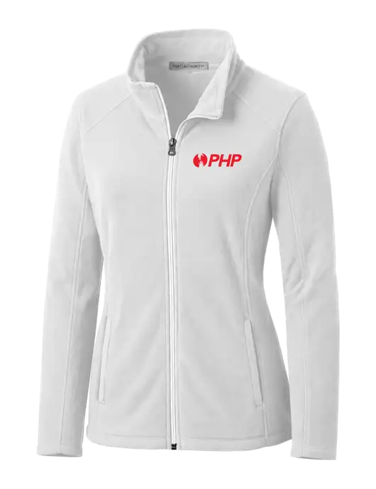 White Womens Microfleece Jacket w/PHP Agency Logo