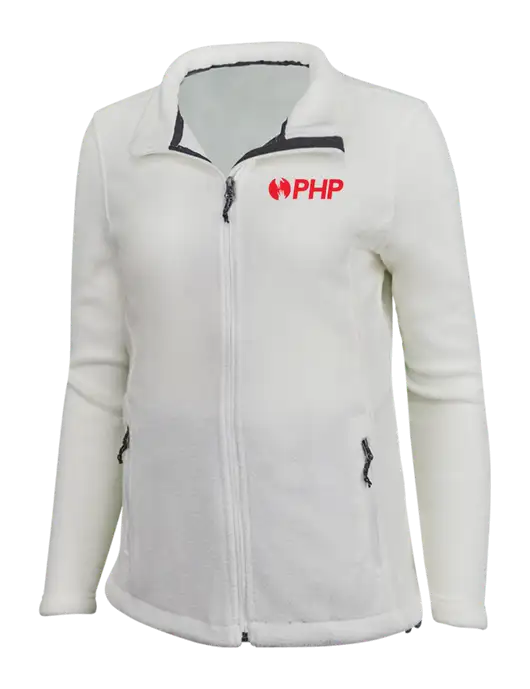 Womens White Fleece Jacket w/PHP Agency Logo