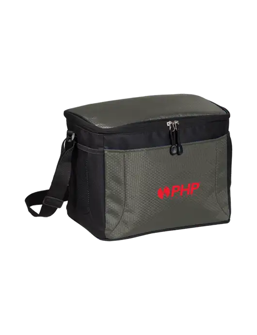 12 Can Grey/Black Cube Cooler w/PHP Agency Logo