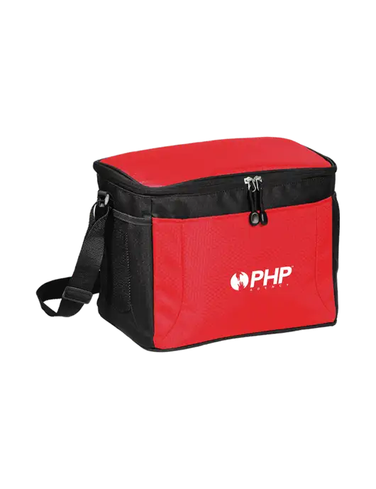 12 Can Red/Black Cube Cooler  w/PHP Agency Logo