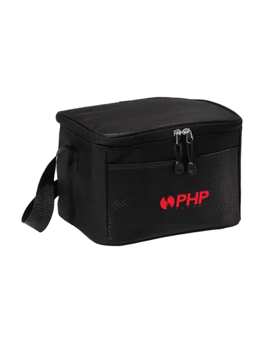 6 Can Black/Black Cube Cooler w/PHP Agency Logo
