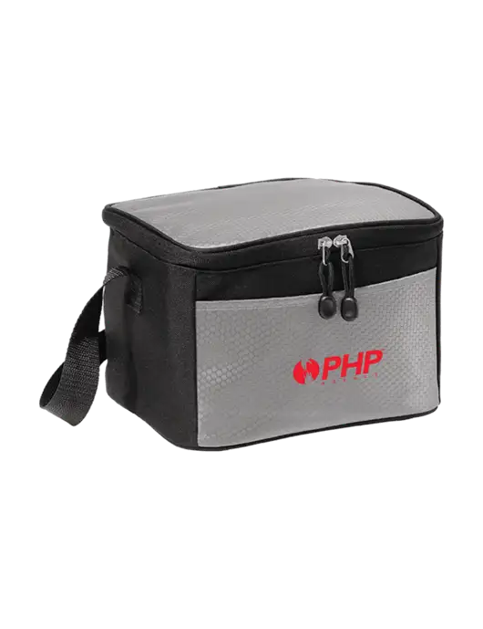 6 Can Grey/Black Cube Cooler w/PHP Agency Logo