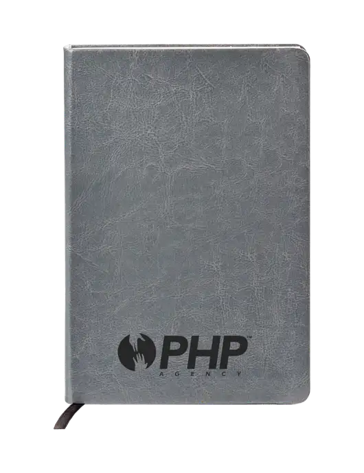 Fabrizio Grey Hard Cover 5.75 x 8.3 Journal w/PHP Agency Logo