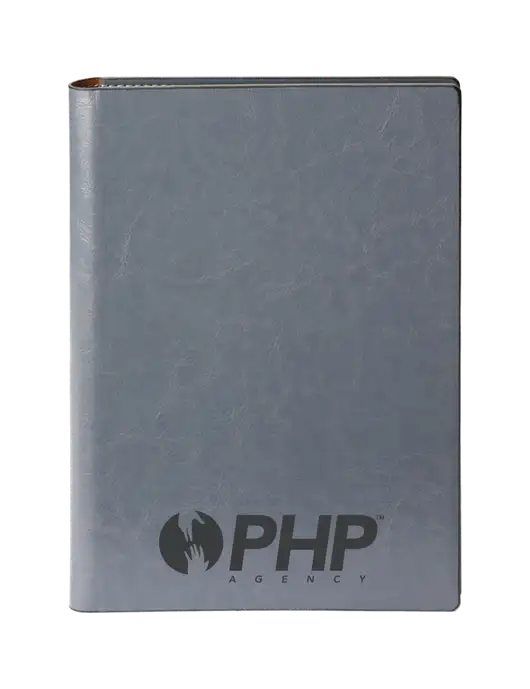 Fabrizio Grey 7 x 9.625 Padfolio & Notepad w/PHP Agency Logo