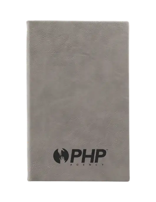 Grey Leatherette 5.25 x 8.25 Journal w/PHP Agency Logo