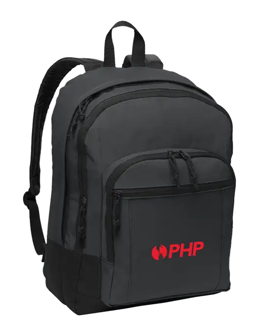 Dark Grey Essential Backpack w/PHP Agency Logo
