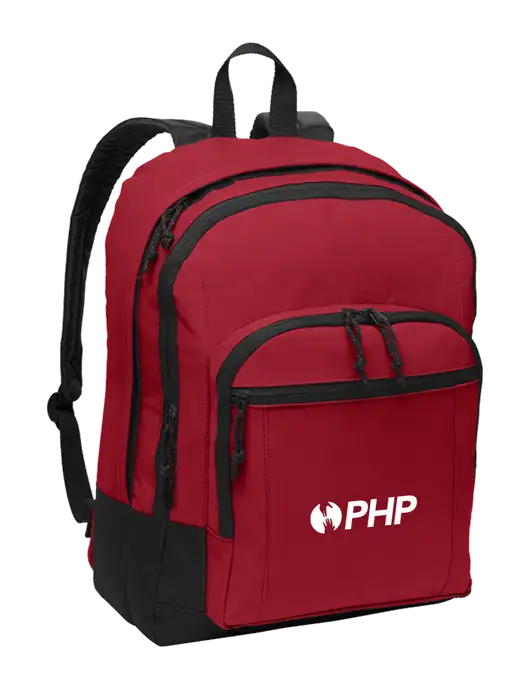 Red Essential Backpack w/PHP Agency Logo