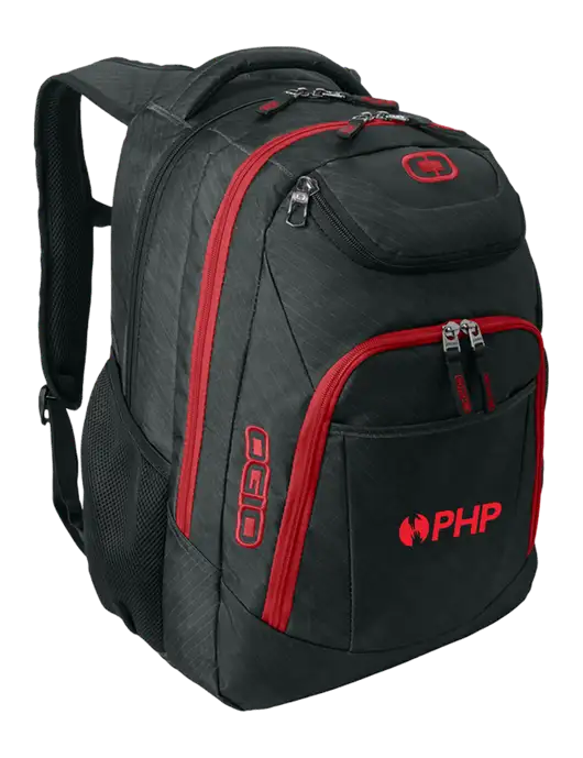 OGIO Dark Grey/Red Excelsior Laptop Backpack w/PHP Agency Logo