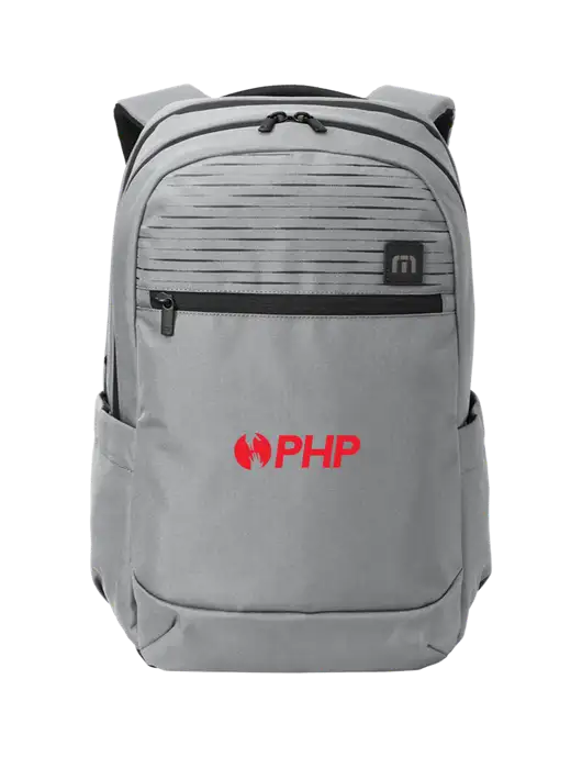 TravisMathew Light Grey Approach Backpack w/PHP Agency Logo