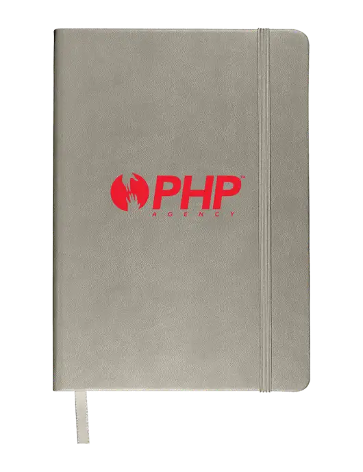 Leeman Light Medium Grey Tuscany Journal 5.75 x 8.25 w/PHP Agency Logo
