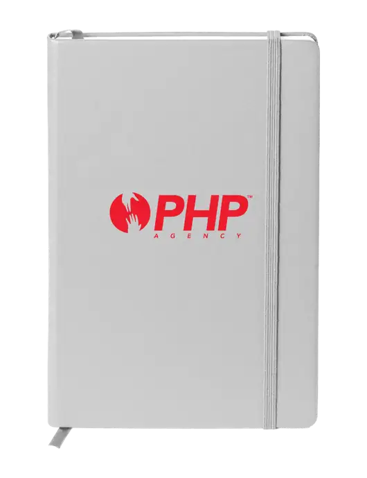 Neoskin Silver Hard Cover Journal 5.75 x 8.375
 w/PHP Agency Logo