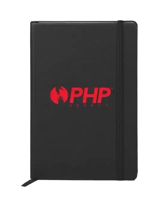 Neoskin Black Hard Cover Junior Journal, 3.75 x 5.625 w/PHP Agency Logo