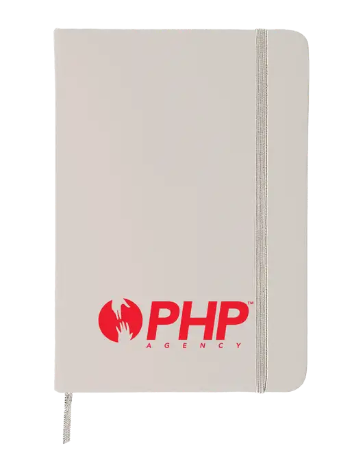 White Comfort Touch Bound Journal 5" X 7" w/PHP Agency Logo