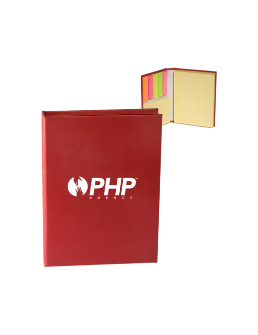 Red Sticky Book Folio, 3.125 x 4.125 w/PHP Agency Logo
