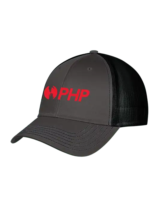Charcoal & Black Mesh Trucker Cap Snap Back w/PHP Agency Logo