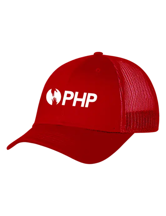 Red Mesh Trucker Cap Snap Back w/PHP Agency Logo
