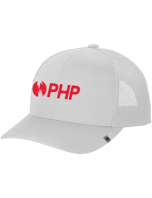 TravisMathew White Cruz Trucker Cap w/PHP Agency Logo