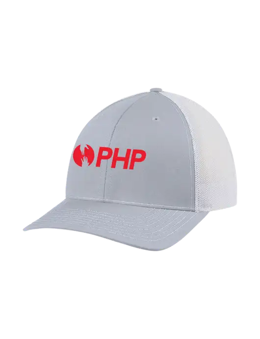 Richardson Adjustable Snapback Original 112 Trucker Cap Light Heather Grey w/White Mesh w/PHP Agency Logo