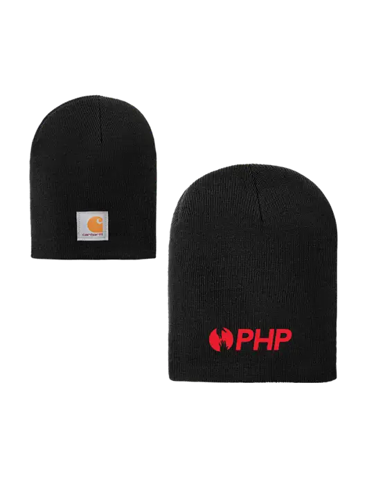 Carhartt Black Acrylic Knit Hat w/PHP Agency Logo