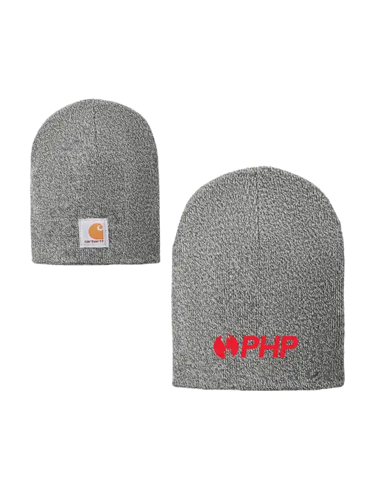 Carhartt Medium Grey Heather Acrylic Knit Hat w/PHP Agency Logo