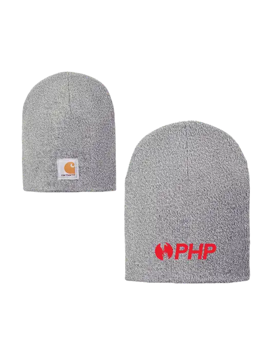Carhartt Light Grey Heather Acrylic Knit Hat w/PHP Agency Logo
