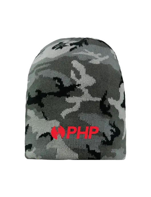 Grey Camo Element Knit Beanie w/PHP Agency Logo