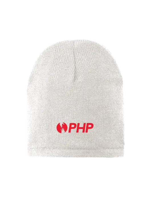 White Fleece-Lined Beanie Cap w/PHP Agency Logo
