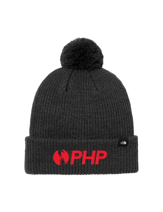 The North Face Black Heather Pom Beanie w/PHP Agency Logo