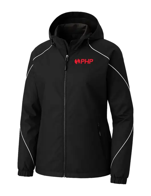 Womens Angle 3-in-1 Black Jacket with Fleece Liner w/PHP Agency Logo, PHP Agency Logo