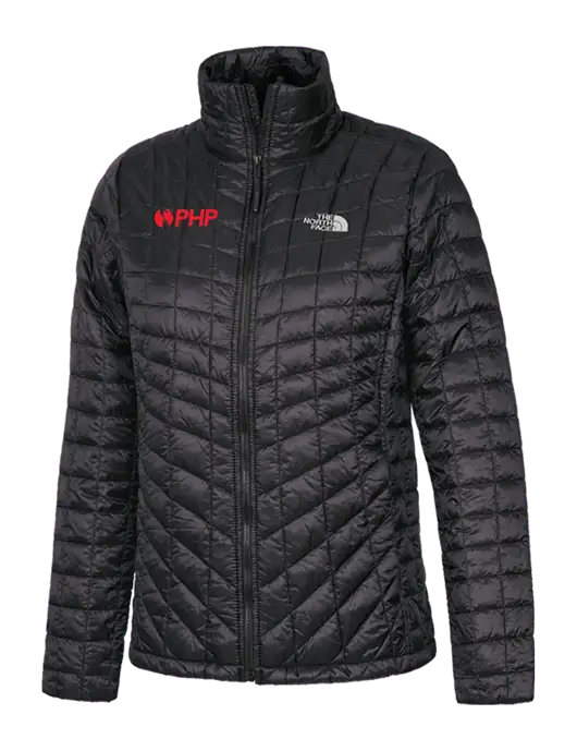 North Face Womens Matte Black ThermoBall Trekker Jacket w/PHP Agency Logo