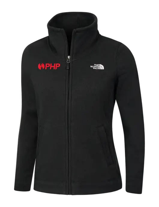 North Face Womens Black Heather Sweater Fleece Jacket w/PHP Agency Logo