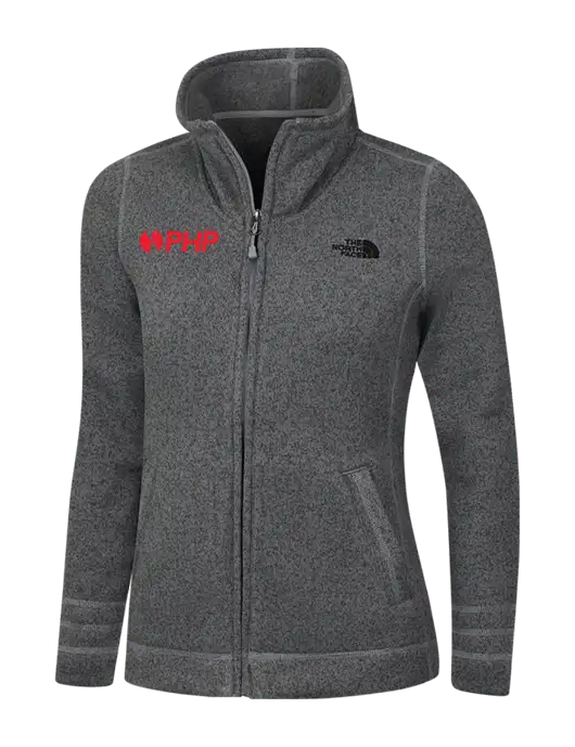North Face Womens Medium Grey Heather Sweater Fleece Jacket w/PHP Agency Logo