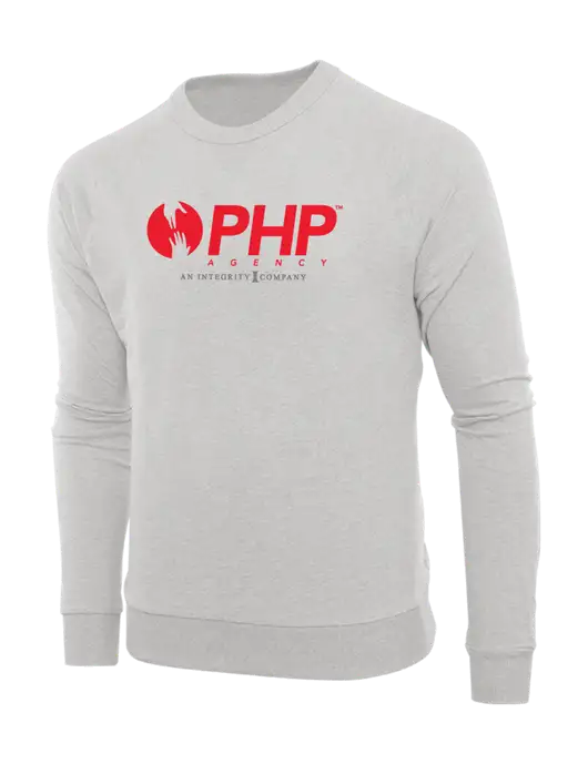 Allmade Granite Grey Heather Organic French Terry Crewneck Sweatshirt w/PHP Integrity Logo