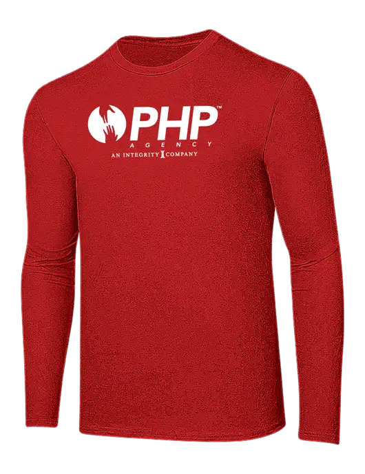 Ring Spun Dark Red 4.5 oz Long Sleeve T-Shirt w/PHP Integrity Logo