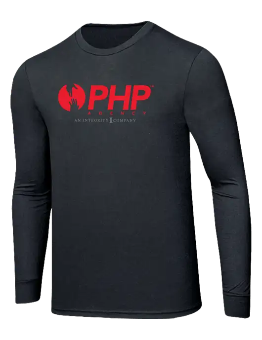 Simply Soft Long Sleeve Black Frost 4.5 oz, Poly/Combed Ring Spun Cotton T-Shirt w/PHP Integrity Logo